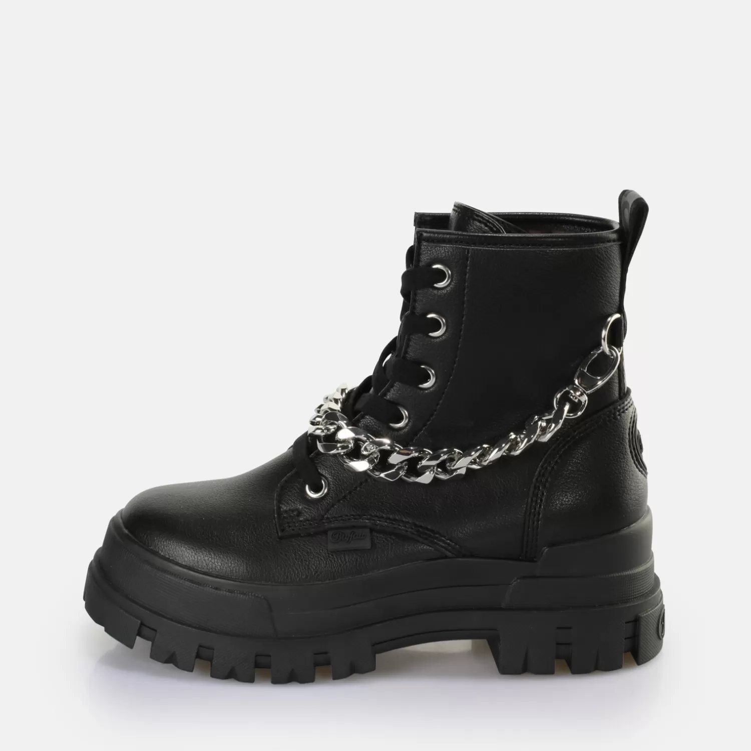 BUFFALO Aspha Chain Bottines Vegan/Argent Noir New