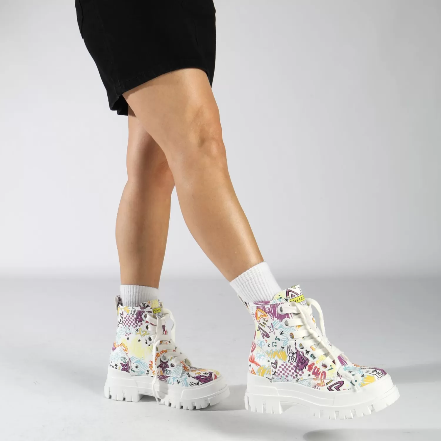 BUFFALO Aspha Lace Up Hi Blanc Cheap