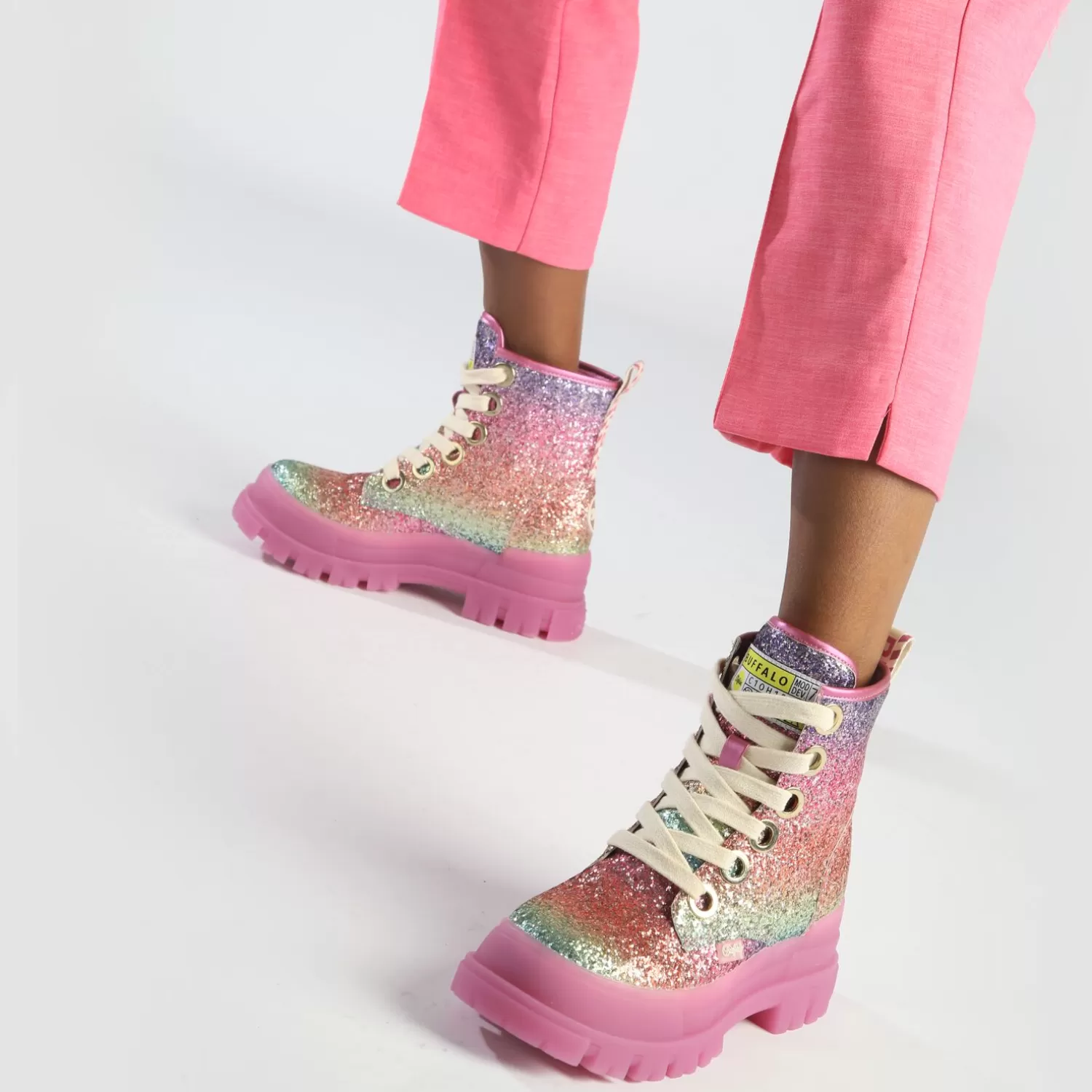 BUFFALO Aspha Lace Up Hi Bottines Vegan Fuchsia Shop