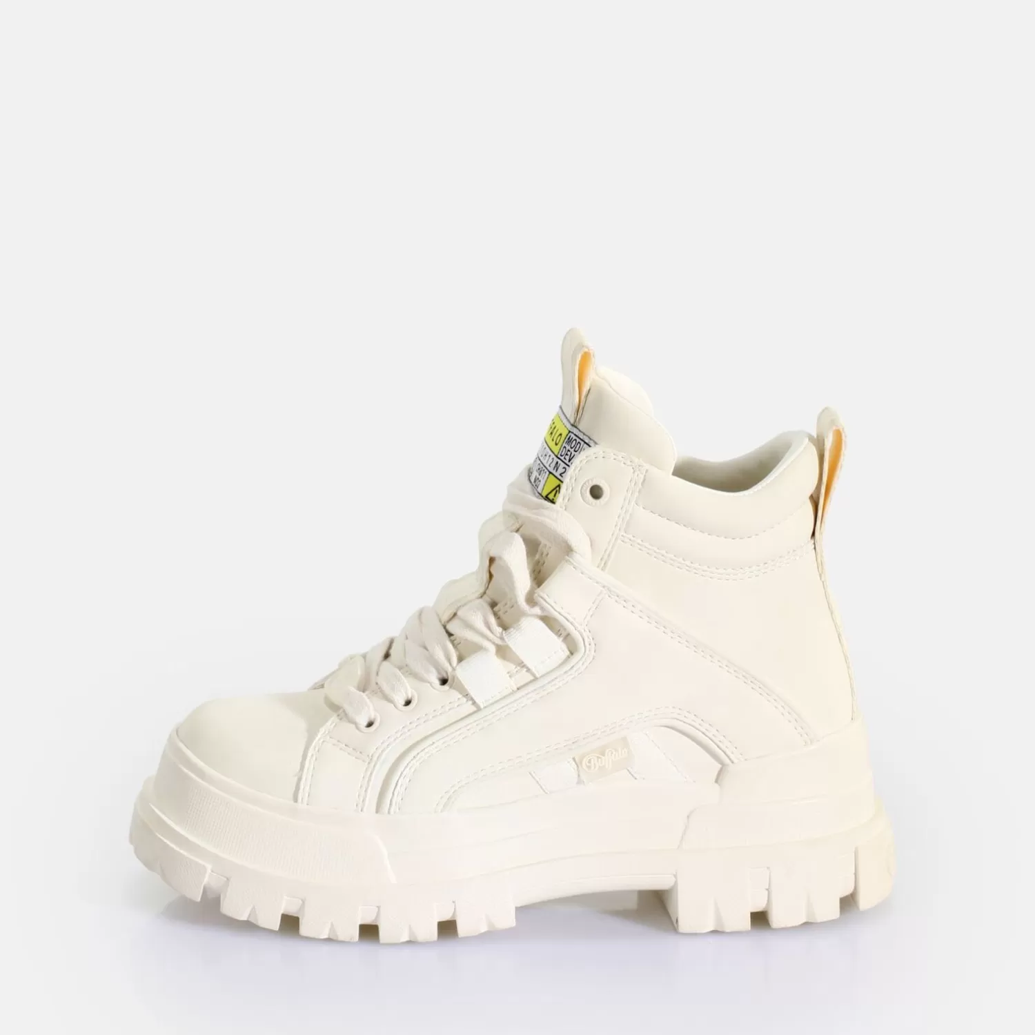 BUFFALO Aspha Nc Mid Laceup Bottines Vegan Offwhite Blanc Casse Clearance