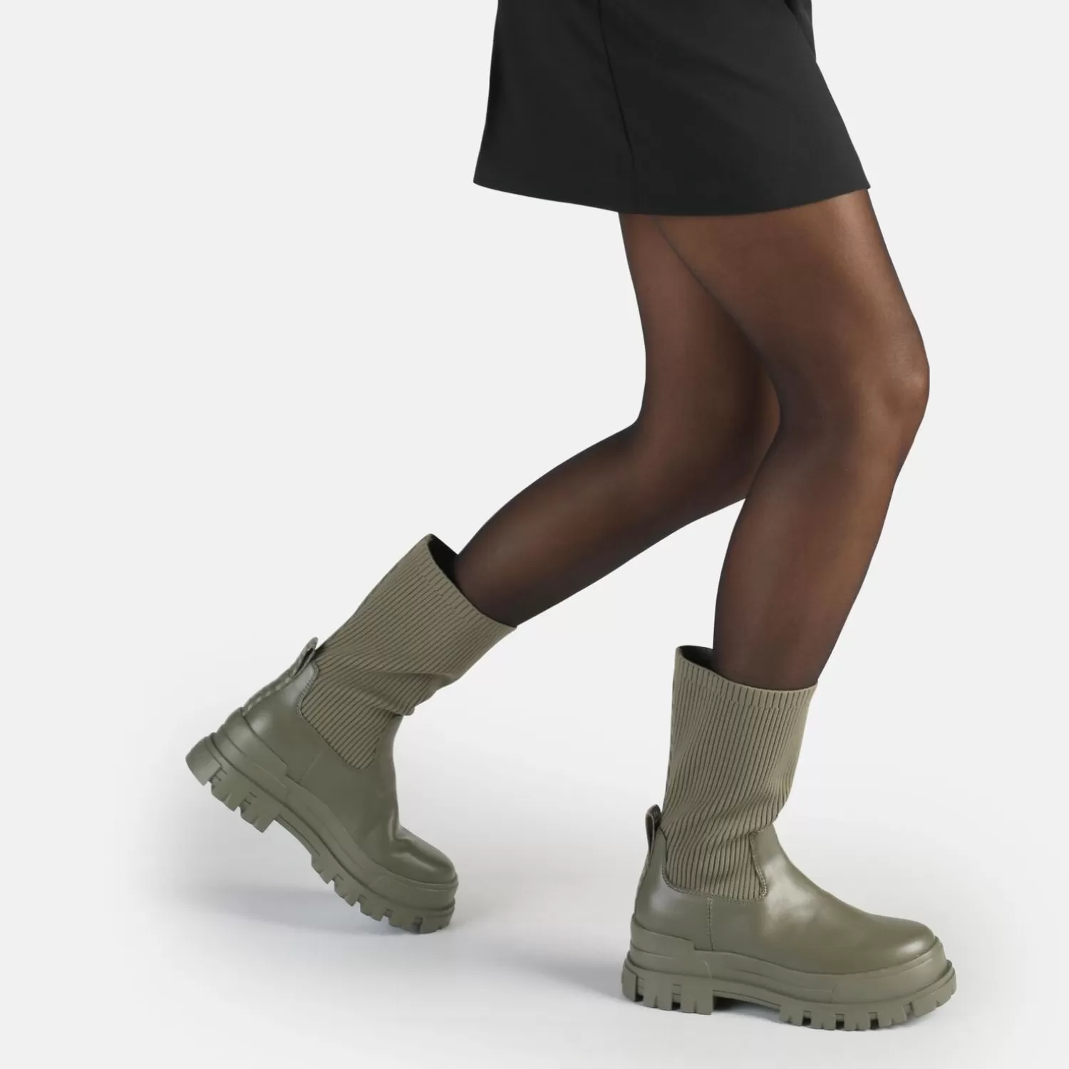 BUFFALO Aspha Sock Boot Short Bottes Vegan Olive Shop