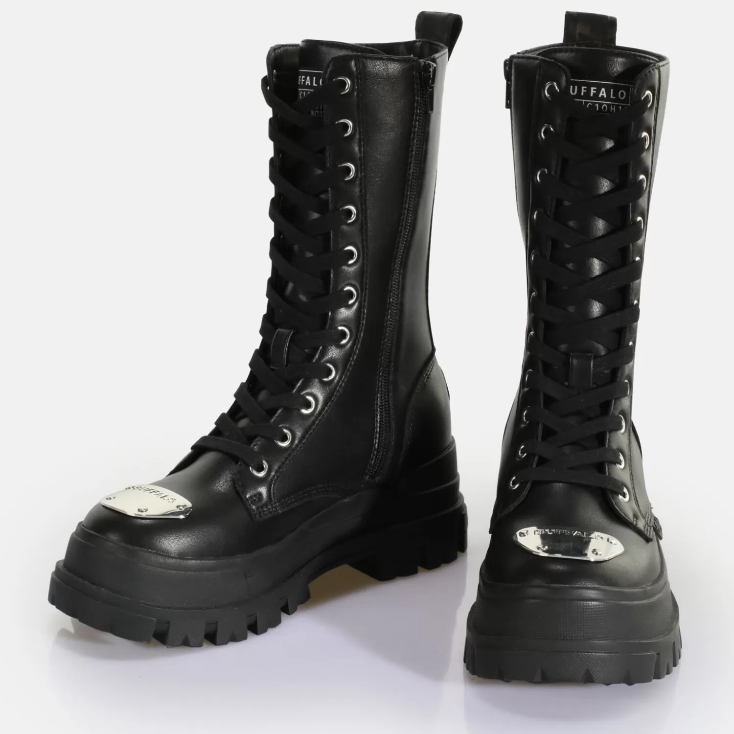 BUFFALO Aspha Steel Laceup Hi Bottes Vegan Noir Clearance