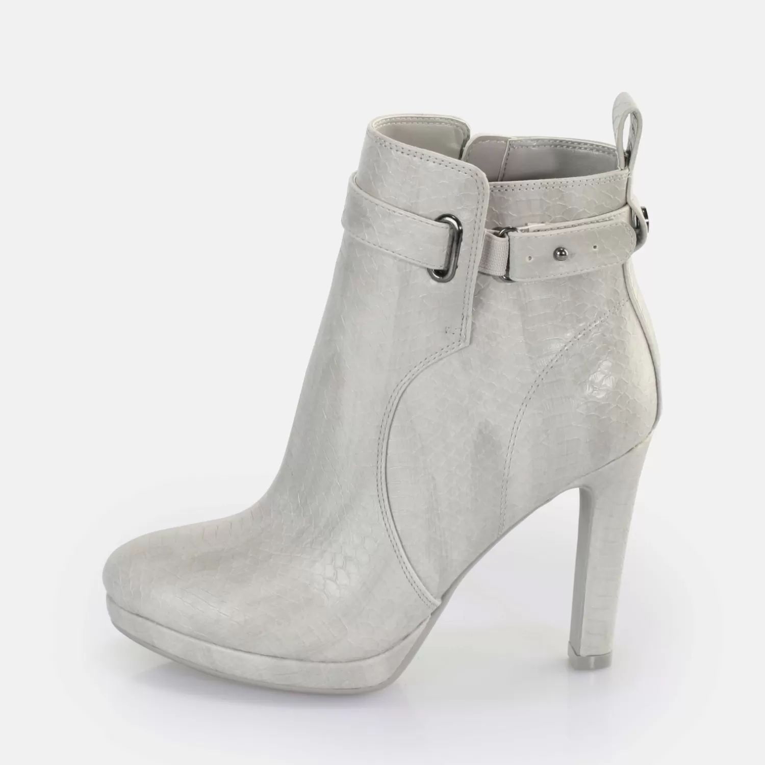 BUFFALO Audrina Bottines Vegan Snake Light Grey Gris Best