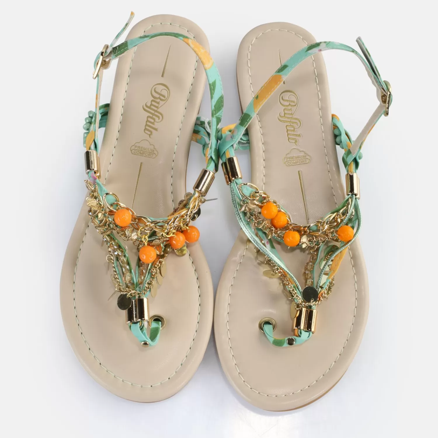 BUFFALO Capri Vacay Sandales Veganes/Orange Vert Sale