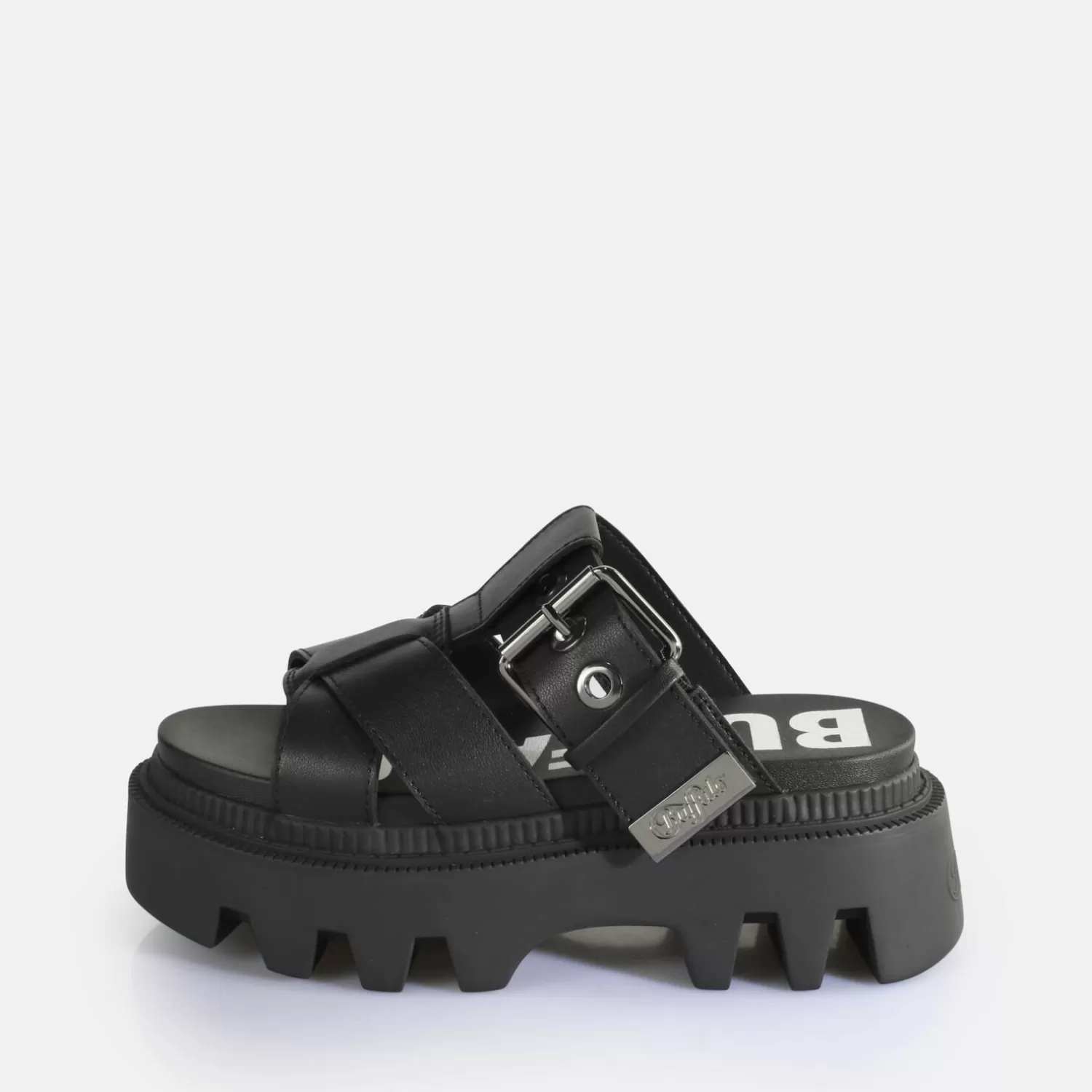 BUFFALO Flora Slide Sandales A Plateforme Veganes Noir Fashion