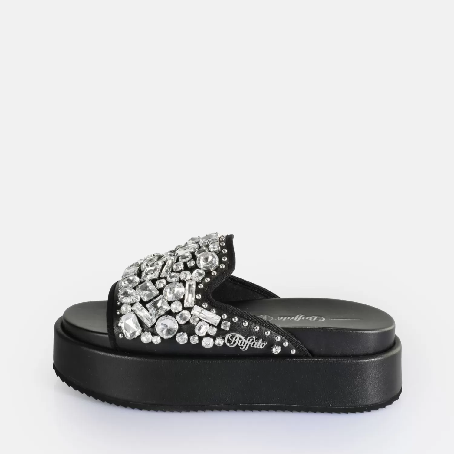 BUFFALO Noah Glam Slide Sandales A Plateforme Veganes Noir Best Sale