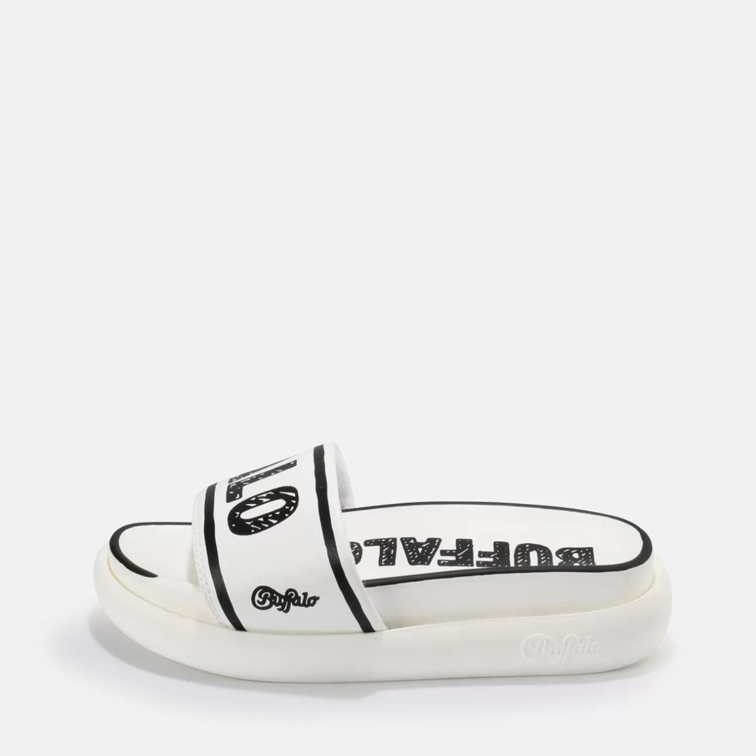 BUFFALO Rey Mules Veganes Blanc-Noir Noir-Blanc Shop