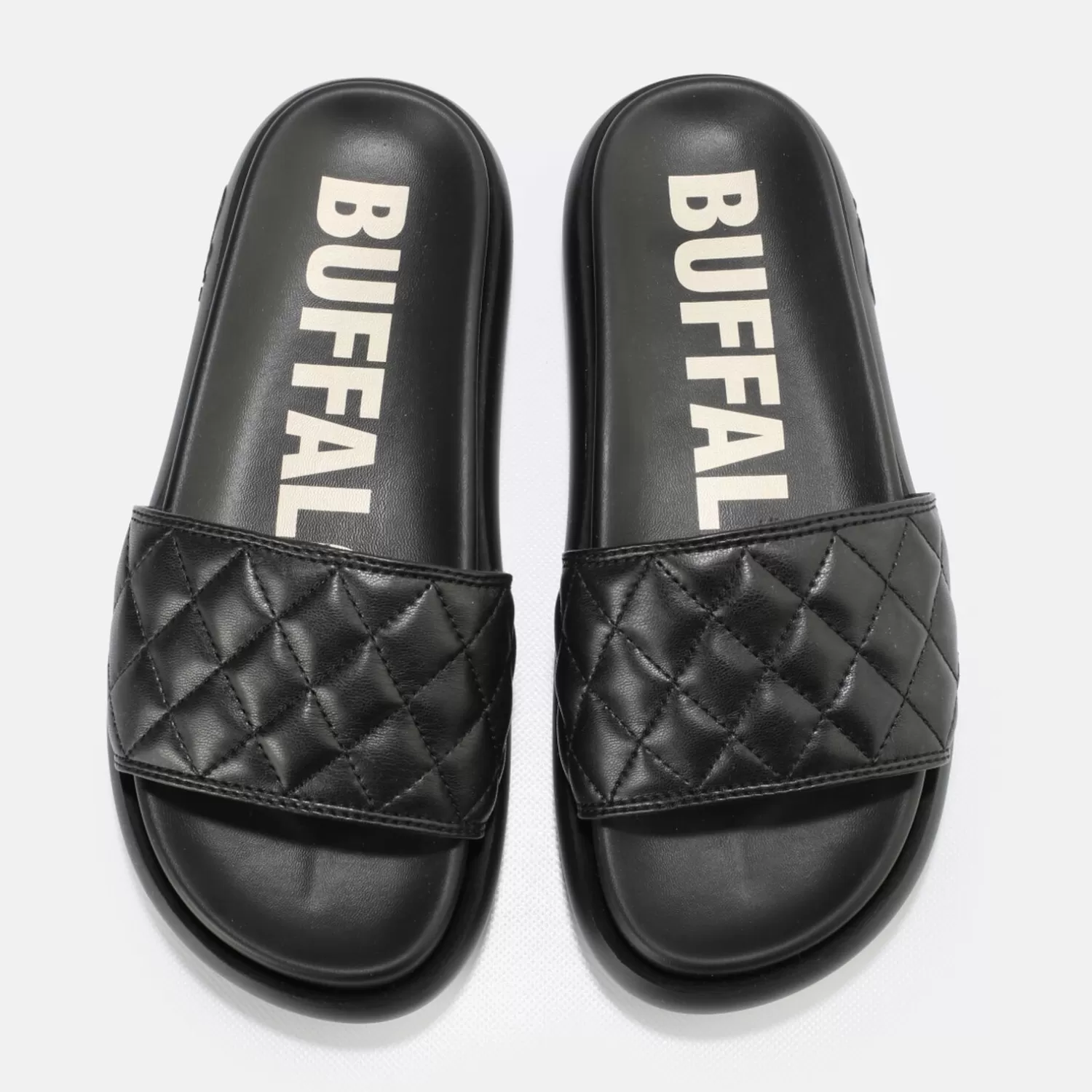 BUFFALO Rey Quilt Mules Veganes Noir Fashion