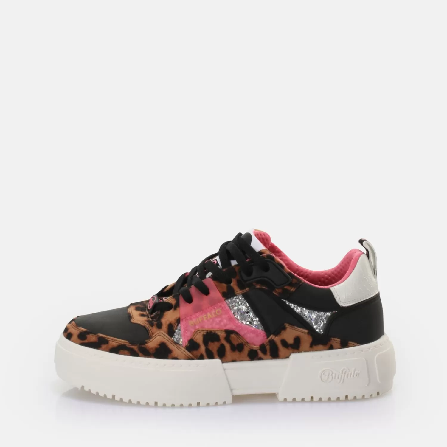 BUFFALO Rse V2 Baskets Basses Vegan Leopard/Noir/Rose Rose Vif Outlet