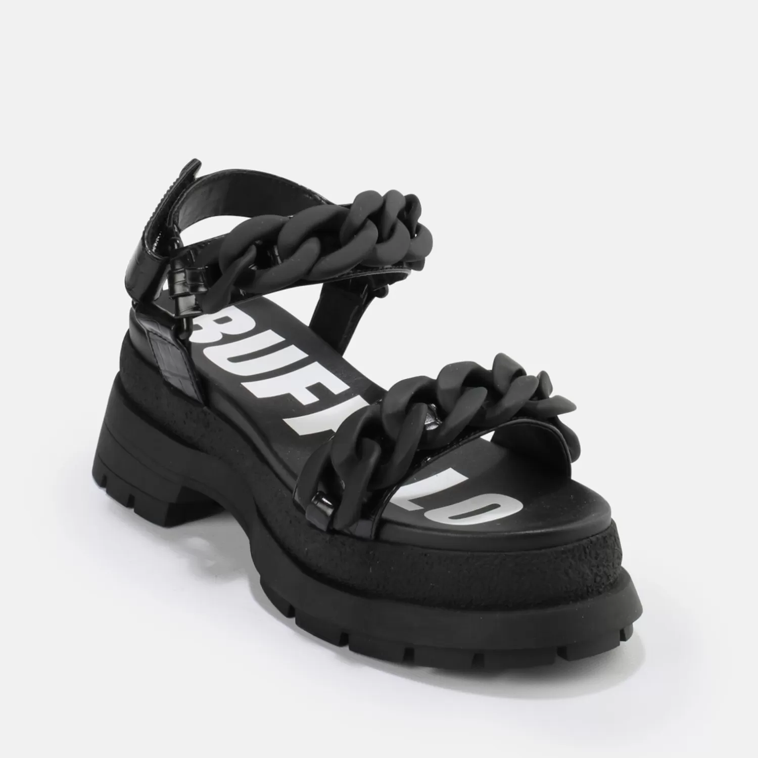 BUFFALO Rude Chain Sandales A Plateforme Veganes Noir Discount