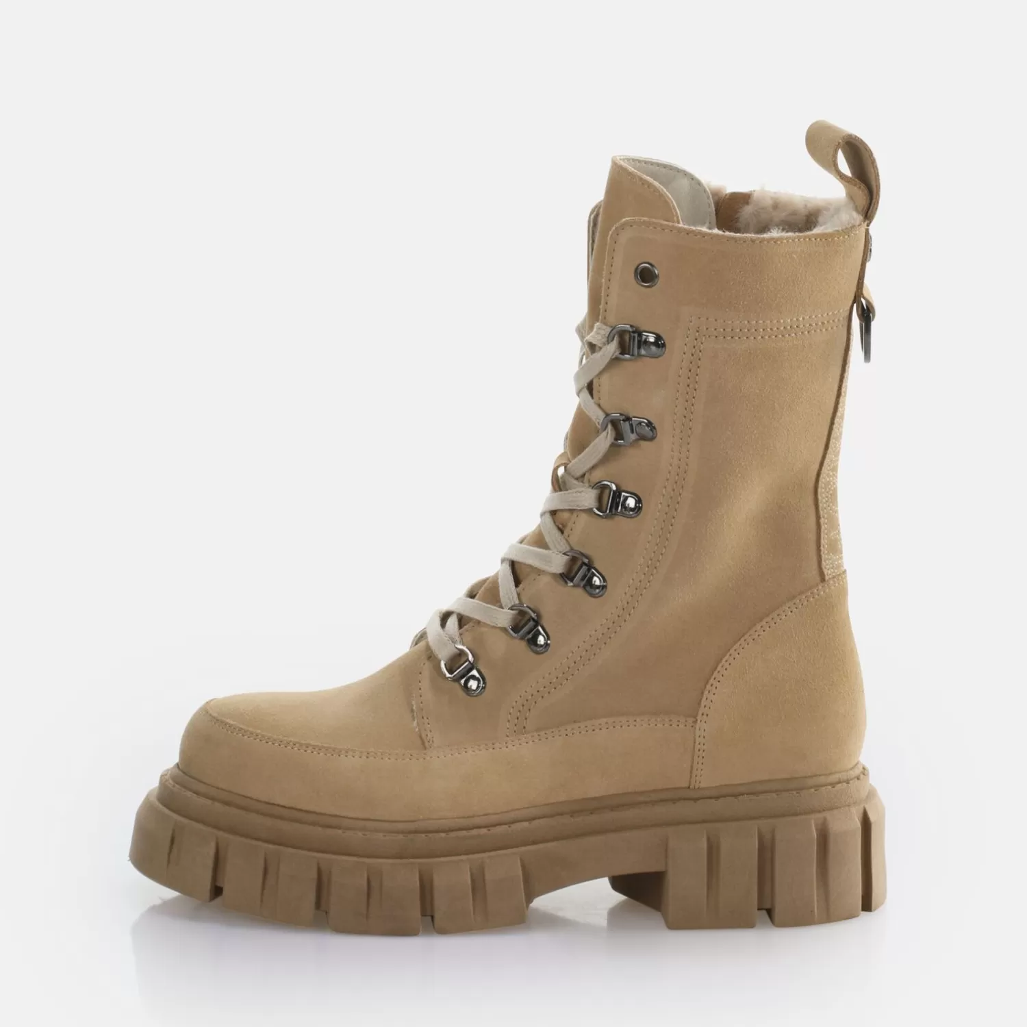 BUFFALO Scape Laceup Hi Warm Bottines Creme Discount