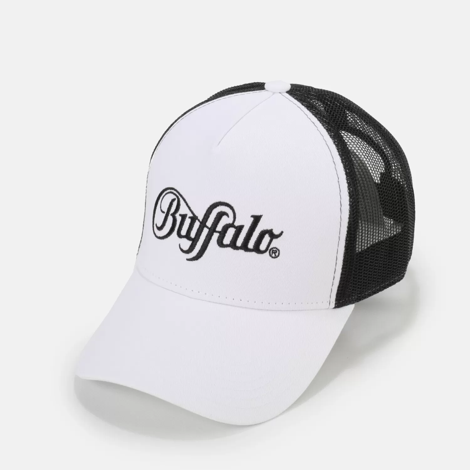 BUFFALO Trucker-Caps-Cotton-Blanc/Noir Noir-Blanc New